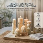 6 Pcs Small Handmade Ribbed Pillar Candle Set, Soy Wax Modern Home Decor for Liv... - Image 5