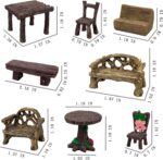 Fairy Garden Accessories Miniature Table and Chairs Set Micro Landscape Decorati... - Image 3