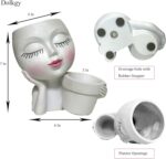 Head Planter Face Flower Pot, Dolkgy Woman Face Planter Unique White Head Plante... - Image 5