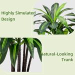 Artificial Dracaena Plant Indoor 5FT Fake Tree with Mocha Diamond Planter Faux Y... - Image 6