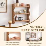 100% Solid Wood Wall Shelf 3-Tier, Rustic Floating Shelves Wall Mounted Storage ... - Image 4