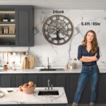 Micasso Farmhouse Large Wall Clock: 24Inch Rustic Tree of Life Metal with Wood F... - Image 7