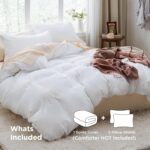 Bedsure White Duvet Cover Queen Size - 3 Pieces Prewashed Cotton-Like Polyester ... - Image 3