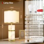Natural Alabaster Table Lamps Set of 2 - Table Lamp with Night Light for Bedroom... - Image 3