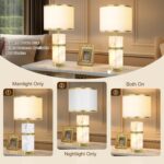 Natural Alabaster Table Lamps Set of 2 - Table Lamp with Night Light for Bedroom... - Image 4