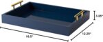 Kate and Laurel Lipton Decorative Tray with Polished Metal Handles, Navy Blue an... - Image 4