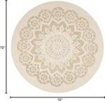 SAFAVIEH Blossom Collection Area Rug - 6' Round, Ivory & Beige, Handmade Wool, I... - Image 3