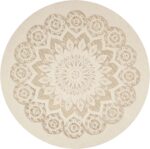 SAFAVIEH Blossom Collection Area Rug - 6' Round, Ivory & Beige, Handmade Wool, I... - Image 4