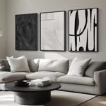 Large Framed Black and White Abstract Wall Art for Living Room, 3 Piece Big Mode... - Image 3
