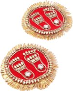 Set of 2 Auspicious Round Laxmi Charan Paduka Feet Sticker for Bandanwar for Han... - Image 4