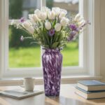 Blown Glass Purple vase, Purple Home Decorations, Modern Art Wide Mouth vase for... - Image 4
