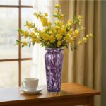 Blown Glass Purple vase, Purple Home Decorations, Modern Art Wide Mouth vase for... - Image 5