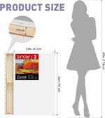 ESRICH Stretched Canvas for Painting 24x36 Inch, 2 Pack Large Canvas for Paintin... - Image 3