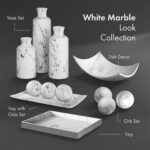 Creative Scents White Marble Look Home Decor Tray and Orb Set Coffee Table Decor... - Image 7