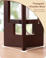 EDISHINE Wood Table Lamp, 13.5" Small Bedside Lamp, Beige Linen Shade, Rose Wood... - Image 3