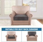 H.VERSAILTEX Velvet Stretch Couch Cushion Cover Plush Cushion Slipcover for Chai... - Image 4