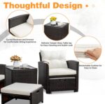 Shintenchi 5 Pieces Patio Furniture Set, Outdoor Wicker Patio Conversation Set w... - Image 6