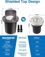 SUNVIE 12 Pack Low Voltage Landscape Lighting 12W LED Outdoor In-Ground Waterpro... - Image 3