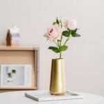 Light Gold Vase - 8" Big Gold Ceramic Flower vase for Home/Table/Accent Decor, M... - Image 4