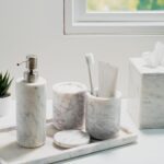 Cork & Mill Marble Bathroom Container with Lid - Holder for Qtip Swabs, Cotton B... - Image 6