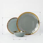 Pokini Porcelain Luxury Dinnerware Sets, Modern Plates and Bowls Sets for 4, Hig... - Image 3