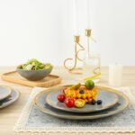 Pokini Porcelain Luxury Dinnerware Sets, Modern Plates and Bowls Sets for 4, Hig... - Image 6