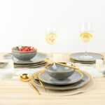 Pokini Porcelain Luxury Dinnerware Sets, Modern Plates and Bowls Sets for 4, Hig... - Image 7