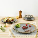 Pokini Porcelain Luxury Dinnerware Sets, Modern Plates and Bowls Sets for 4, Hig... - Image 8