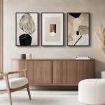 Framed Neutral Abstract Wall Art, Set of 3 Modern Canvas Prints Paintings Artwor... - Image 5