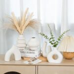 CUCUMI Ceramic Flower Vase Set of 5 Modern Nordic Boho Style Decorative Vases Ho... - Image 3