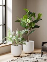 LE TAUCI 10 Inch Plant Pot, Ceramic Pots for Plants with Drainage Hole and Rubbe... - Image 3