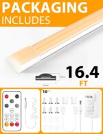 Lamomo COB LED Strip Lights Pro, 16.4Ft Warm White Dimmable Self-Adhesive Led Ro... - Image 8