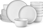 MALACASA 24 Pieces Gourmet Porcelain Dinnerware Sets, Premium Plates and Bowls S... - Image 2