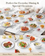 MALACASA 24 Pieces Gourmet Porcelain Dinnerware Sets, Premium Plates and Bowls S... - Image 5