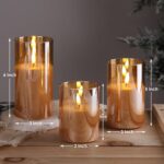 Eywamage Gold Glass Flameless Pillar Candles with Remote, Flickering Christmas L... - Image 3