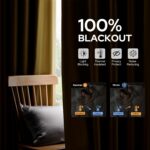 HOMEIDEAS 100% Blackout Faux Silk Curtains,Gold Noise Reduction Thermal Insulate... - Image 4