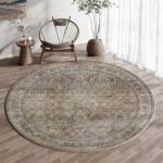 HUGEAR 4ft Round Rug Entryway Rugs Machine Washable Brown Hallway Area Rug 4x4 S... - Image 4