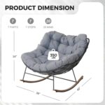 Grand patio Outdoor Rocking Chair, Oversized Papasan Rocking Chair with Thick Cu... - Image 3