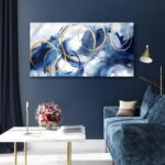 AJAZIKO Blue Abstract Wall Art Modern Art Wall Decor Artwork For Walls Living Ro... - Image 3