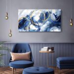 AJAZIKO Blue Abstract Wall Art Modern Art Wall Decor Artwork For Walls Living Ro... - Image 5