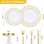 Goodluck 600 Pieces Gold Disposable Plates for 100 Guests, Plastic Plates for Pa... - Image 4