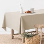 MIULEE Natural Linen Cotton Blend Tablecloth Rectangle, Luxury Waterproof Stain ... - Image 3