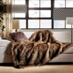 Luxury Plush Faux Fur Throw Blanket, Long Pile Brown with Black Tipped Blanket, ... - Image 3