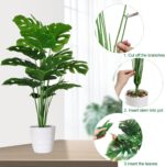 SAJANDAS Set of 2 Artificial Monstera Deliciosa Plants in Pots, Fake Tropical Pa... - Image 3