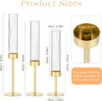 Ninonly Hurricane Candle Holders Set of 3, Tall Brass Candlestick Holders Metal ... - Image 3