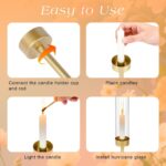 Ninonly Hurricane Candle Holders Set of 3, Tall Brass Candlestick Holders Metal ... - Image 5