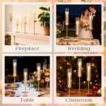 Ninonly Hurricane Candle Holders Set of 3, Tall Brass Candlestick Holders Metal ... - Image 6