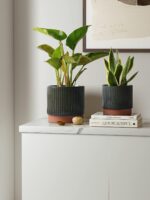 LE TAUCI Ceramic Plant Pots with Drainage Holes, Set of 3, 8+6.7+5.5 Inch Stripe... - Image 3
