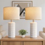 23" Modern Ceramic Table Lamps Set of 2 - Table Lamps for Living room, Farmhouse... - Image 2
