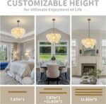 Gold Chandeliers Modern Glass Chandelier, D23.2 inch Round Crystal Pendant Light... - Image 4